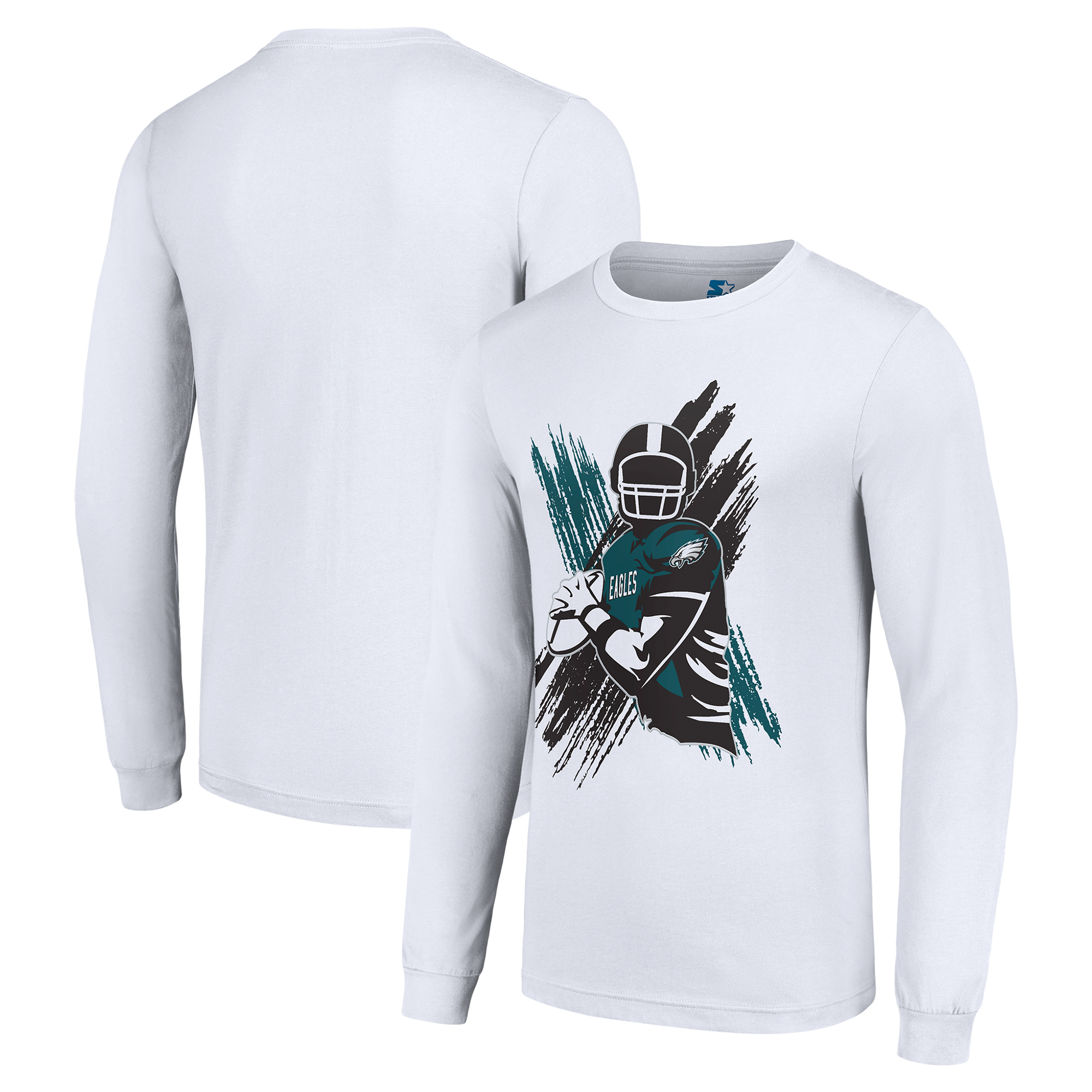 Men's Starter White Philadelphia Eagles Player X Logo Graphic Long Sleeve T-Shirt - Image 3