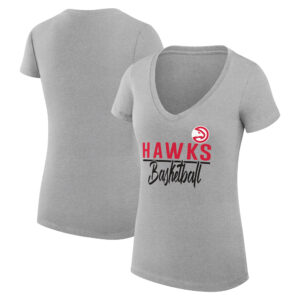 Women's G-III 4Her by Carl Banks Heather Gray Atlanta Hawks Team Sport Fitted V-Neck T-Shirt