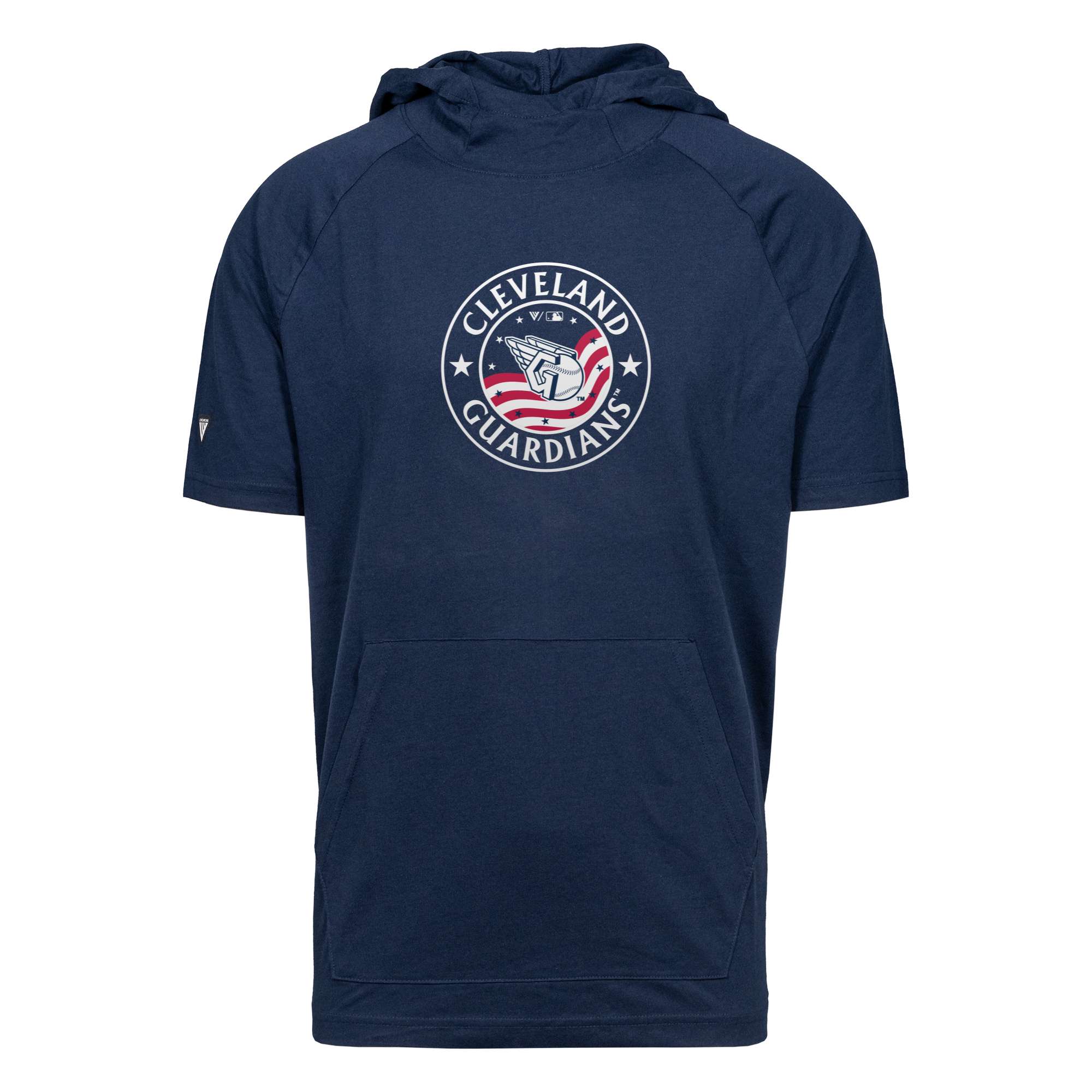 Men's Levelwear Navy Cleveland Guardians Phase Platoon Raglan Short Sleeve Hoodie - Image 3