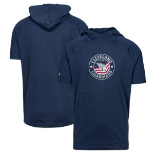 Men's Levelwear Navy Cleveland Guardians Phase Platoon Raglan Short Sleeve Hoodie
