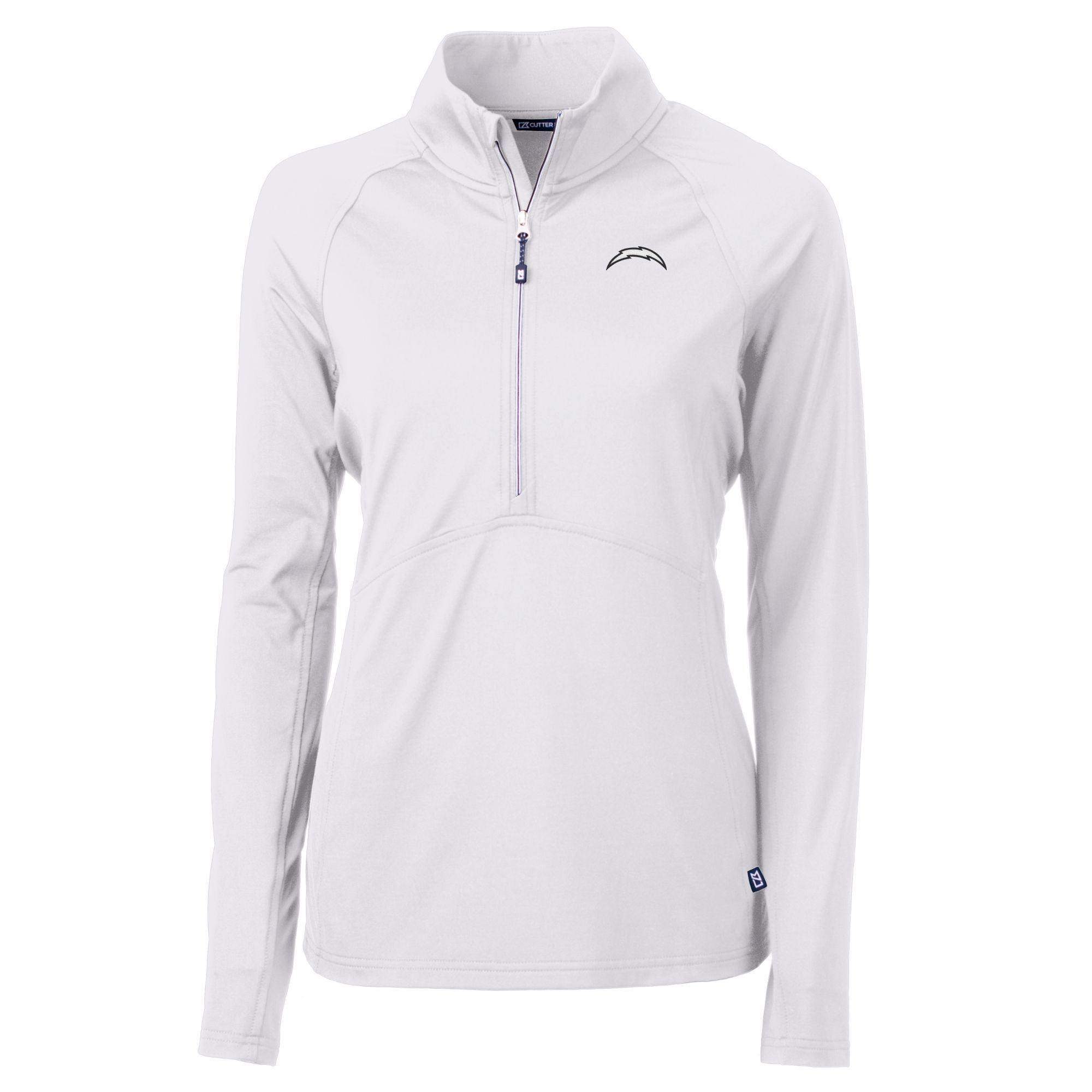 Women's Cutter & Buck White Los Angeles Chargers Adapt Eco Knit Stretch Recycled Half-Zip Pullover Top - Image 3