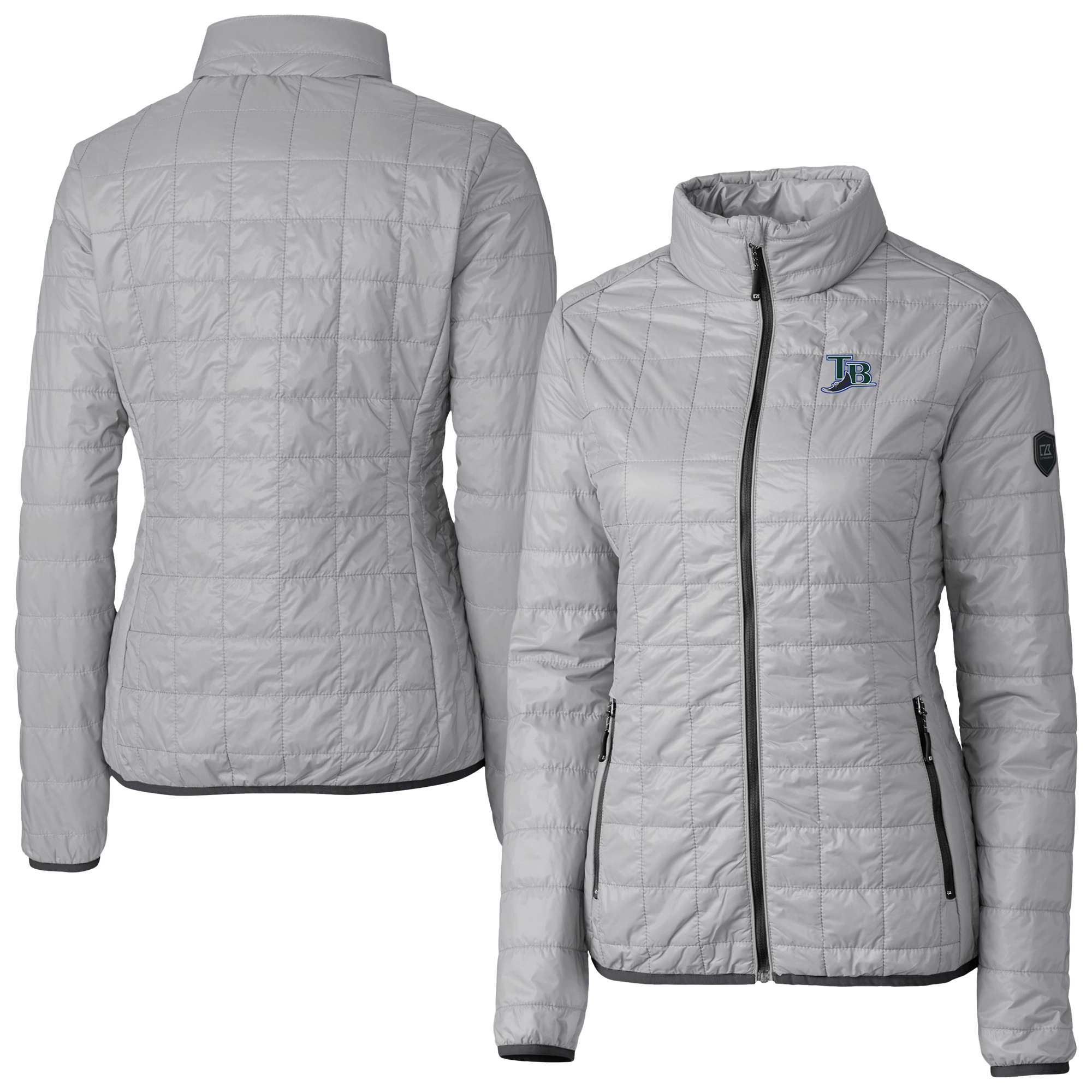 Women's Cutter & Buck Gray Tampa Bay Rays Cooperstown Collection Rainier PrimaLoft Eco Insulated Full-Zip Puffer Jacket - Image 5
