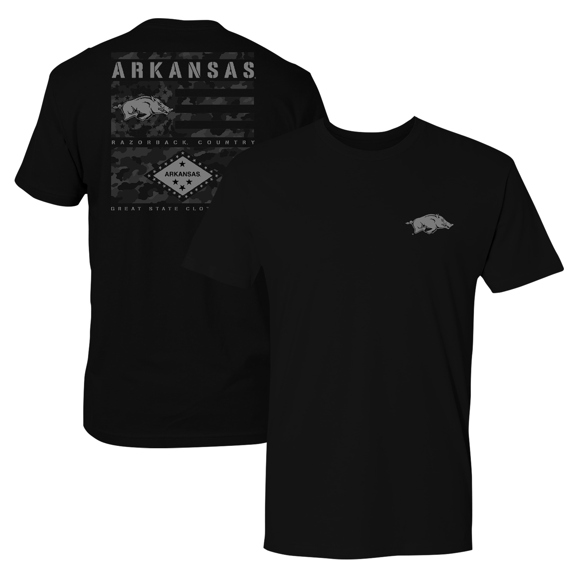 Men's Black Arkansas Razorbacks Camo Flag Panel T-Shirt - Image 5