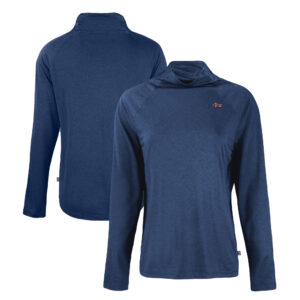 Women's Cutter & Buck Navy New York Jets Americana Coastline Epic Comfort Eco Recycled Funnel Neck Pullover Sweatshirt