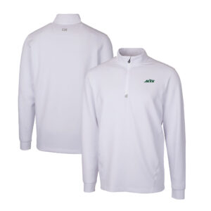 Men's Cutter & Buck White New York Jets Primary Logo Traverse Stretch Quarter-Zip Top