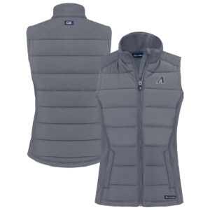 Women's Cutter & Buck  Charcoal Arizona Diamondbacks Evoke Hybrid Eco Softshell Recycled Full-Zip Vest