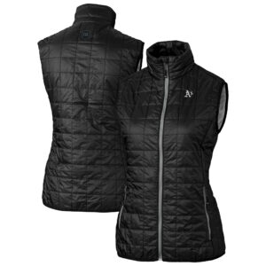 Women's Cutter & Buck Black Athletics Rainier PrimaLoft Eco Insulated Full-Zip Puffer Vest
