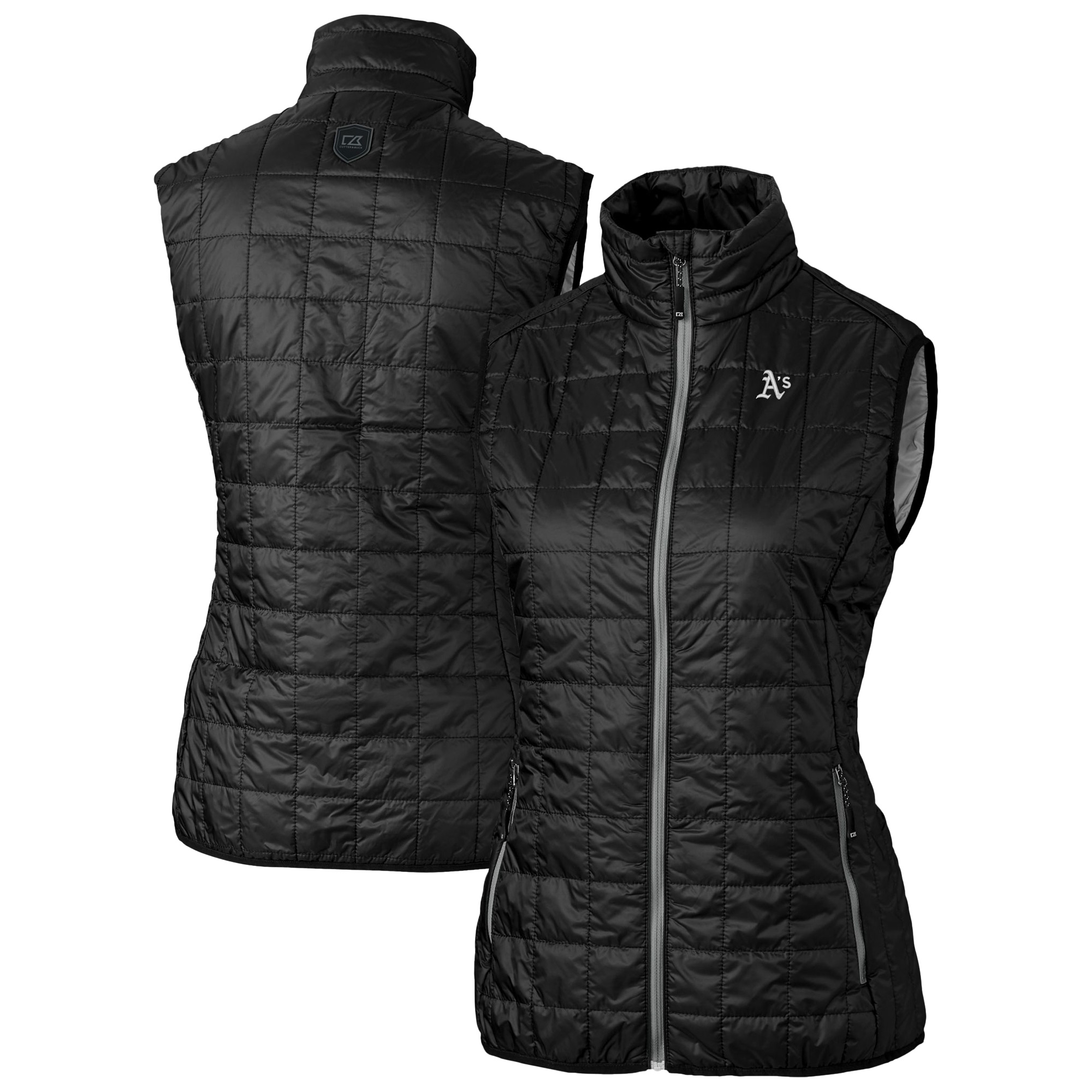 Women's Cutter & Buck Black Athletics Rainier PrimaLoft Eco Insulated Full-Zip Puffer Vest