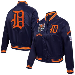 Women's Pro Standard Navy Detroit Tigers  Retro Classic Satin Full-Snap Jacket