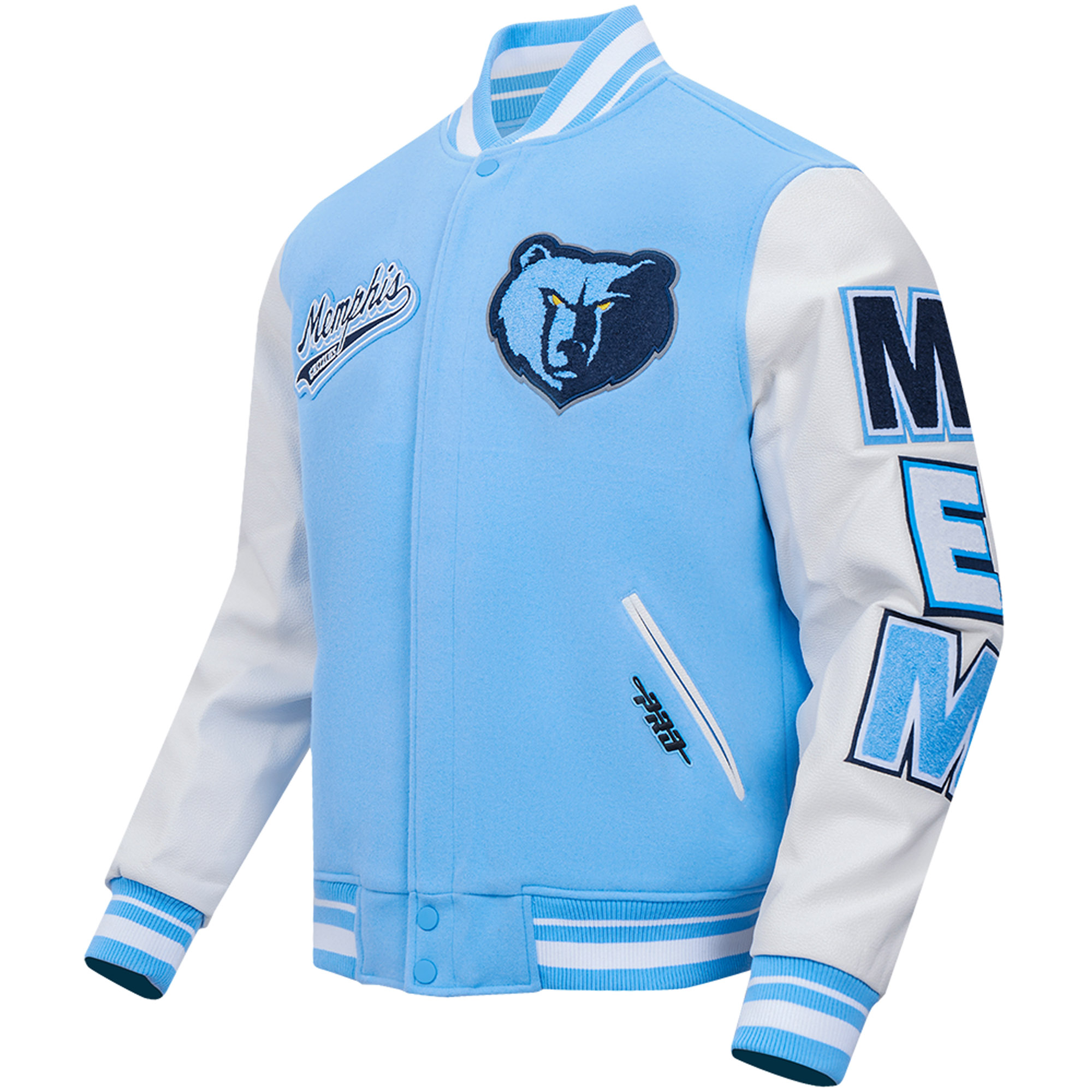 Men's Pro Standard Light Blue Memphis Grizzlies Script Tail Full-Zip Varsity Jacket - Image 11