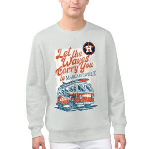 Men's Margaritaville Silver Houston Astros Bus Waves Graphic Pullover Sweatshirt