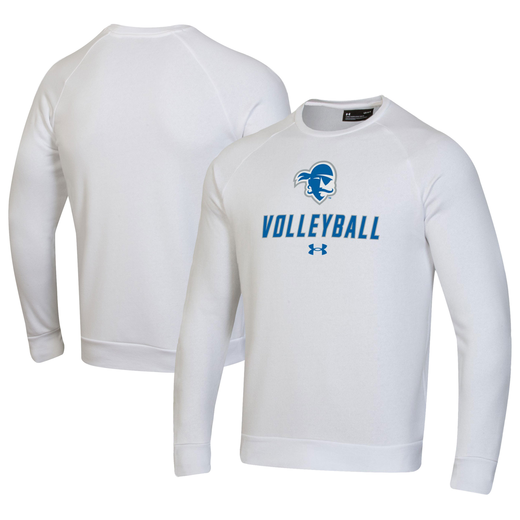 Men's Under Armour White Seton Hall Pirates Volleyball Rival Fleece Raglan Pullover Sweatshirt