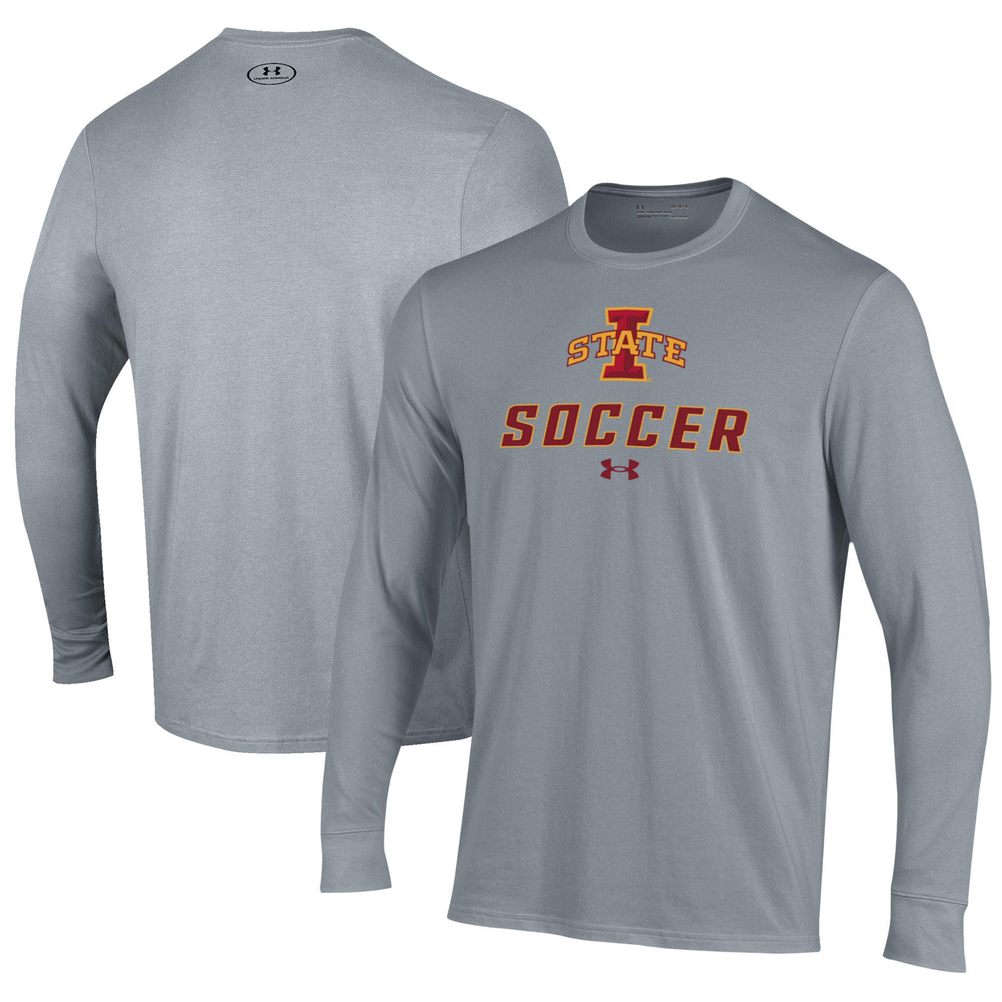 Men's Under Armour Gray Iowa State Cyclones Soccer Performance Long Sleeve T-Shirt