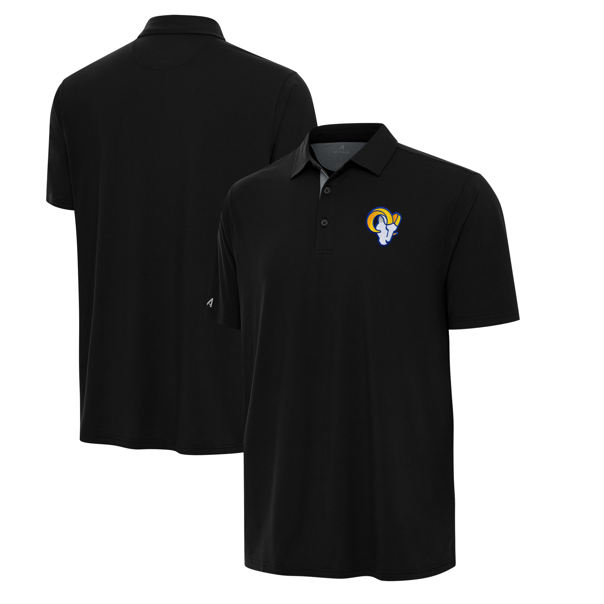 Men's Antigua Black/Gray Los Angeles Rams Era Polo