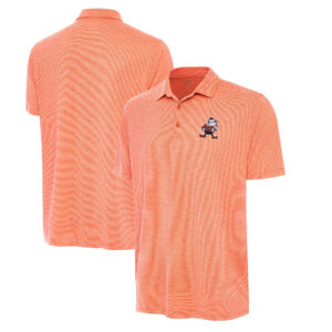 Men's Antigua Heather Orange Cleveland Browns Brownie Logo Scheme Polo