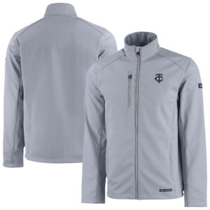 Men's Cutter & Buck Gray Minnesota Twins Evoke Eco Softshell Recycled Full-Zip Jacket
