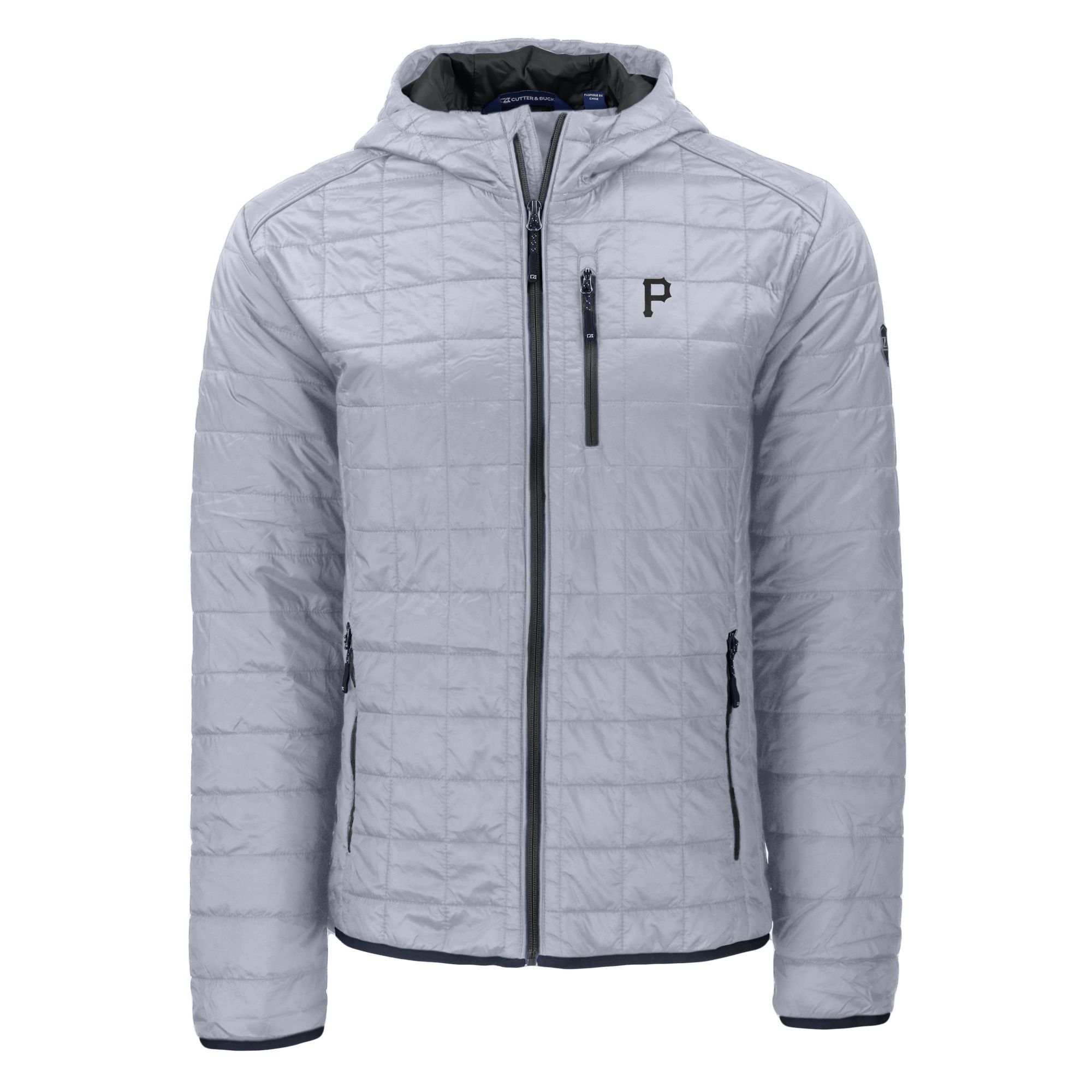 Men's Cutter & Buck Gray Pittsburgh Pirates Rainier PrimaLoft Eco Full-Zip Hoodie - Image 6