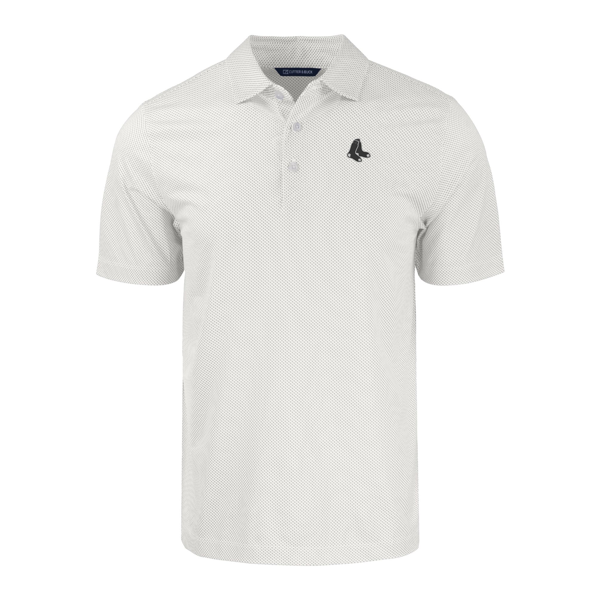 Men's Cutter & Buck White Boston Red Sox Big & Tall Pike Eco Symmetry Print Stretch Recycled Polo - Image 3
