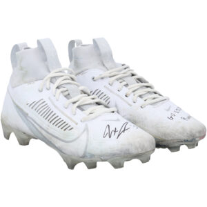 Jaxon Smith-Njigba Seattle Seahawks Autographed, Game Used Game-Used White Nike Cleats vs. Pittsburgh Steelers on December 31, 2023 with "GU 12-31-23" & "Rookie Season" Inscriptions