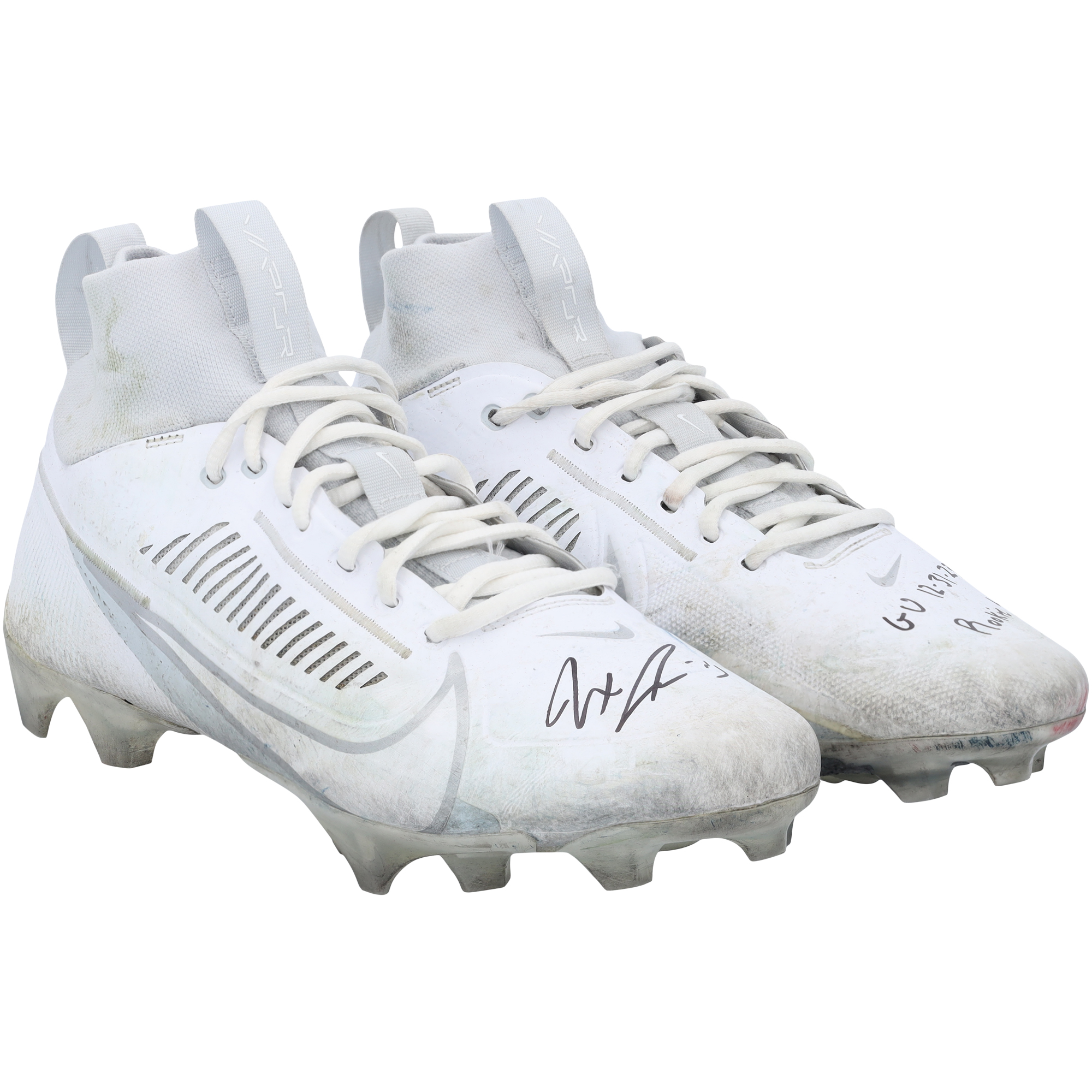 Jaxon Smith-Njigba Seattle Seahawks Autographed, Game Used Game-Used White Nike Cleats vs. Pittsburgh Steelers on December 31, 2023 with "GU 12-31-23" & "Rookie Season" Inscriptions