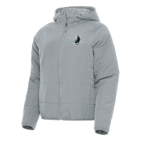 Women's Antigua Gray Minnesota United FC Universe Raglan Full-Zip Jacket