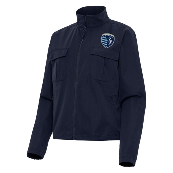 Women's Antigua Navy Sporting Kansas City Even Par Full-Zip Jacket