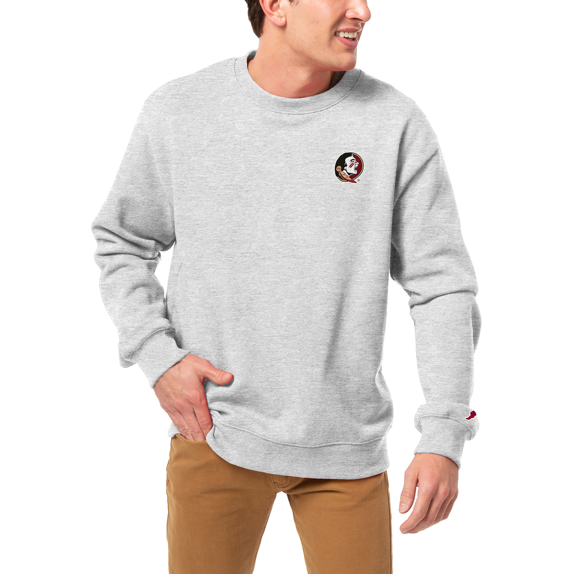 Men's League Collegiate Wear Heather Gray Florida State Seminoles Essentials 2.0 Fleece Pullover Sweatshirt