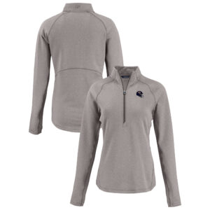 Women's Cutter & Buck Heather Gray Chicago Bears  Peshastin Eco Fleece Recycled Tri-Blend Raglan Half-Zip Jacket