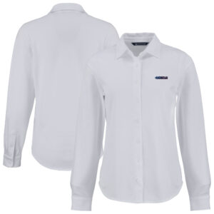 Women's Cutter & Buck White San Francisco 49ers Americana Advantage Eco Soft Pique Tri-Blend Long Sleeve Button-Up Shirt