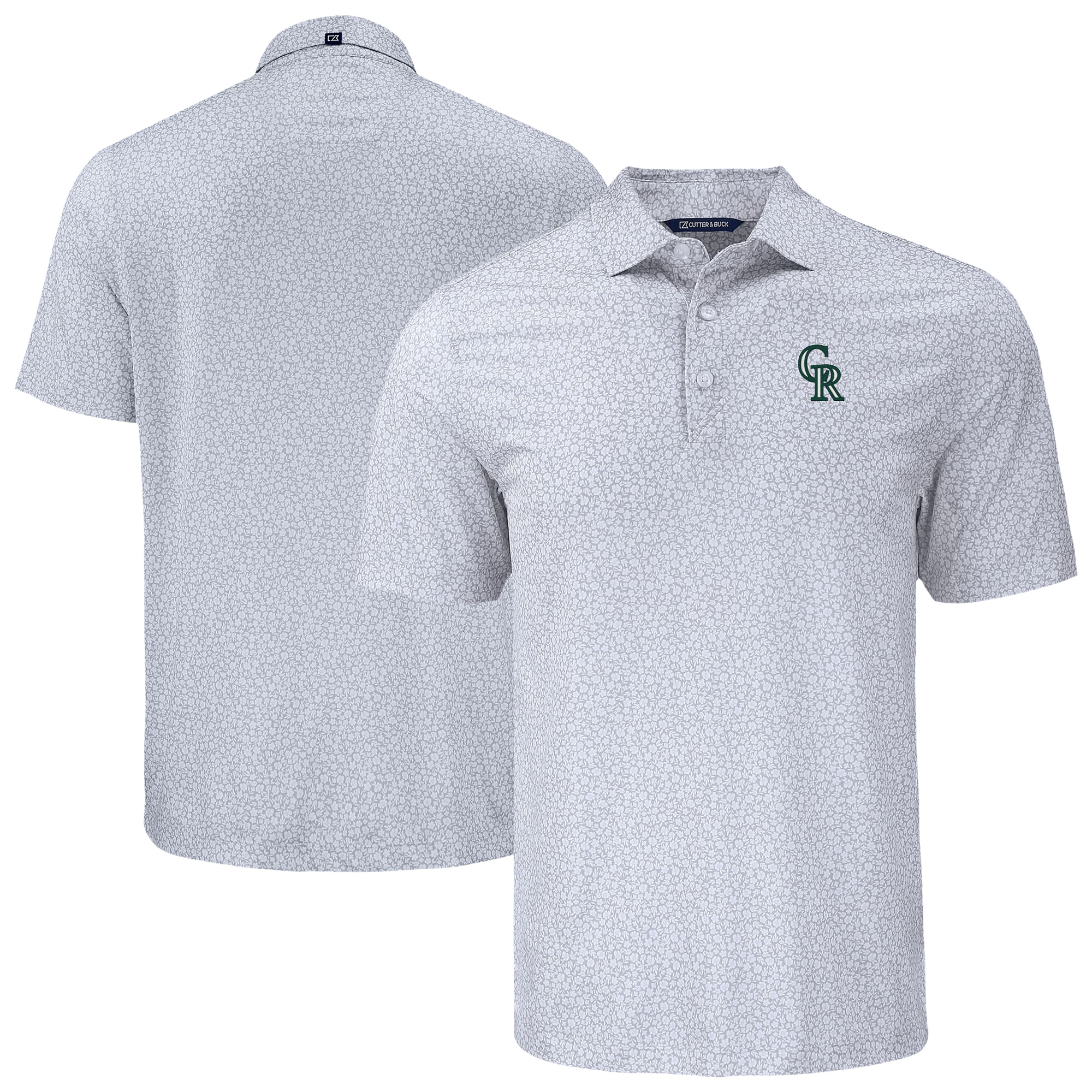 Men's Cutter & Buck Gray Colorado Rockies Big & Tall Pike Eco Flora Print Recycled Polo