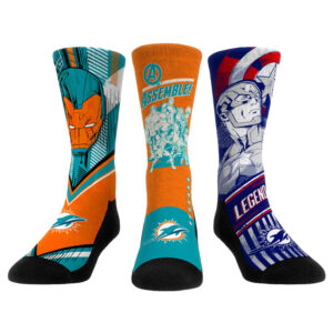Unisex Rock Em Socks  Miami Dolphins 3-Pack Crew Socks