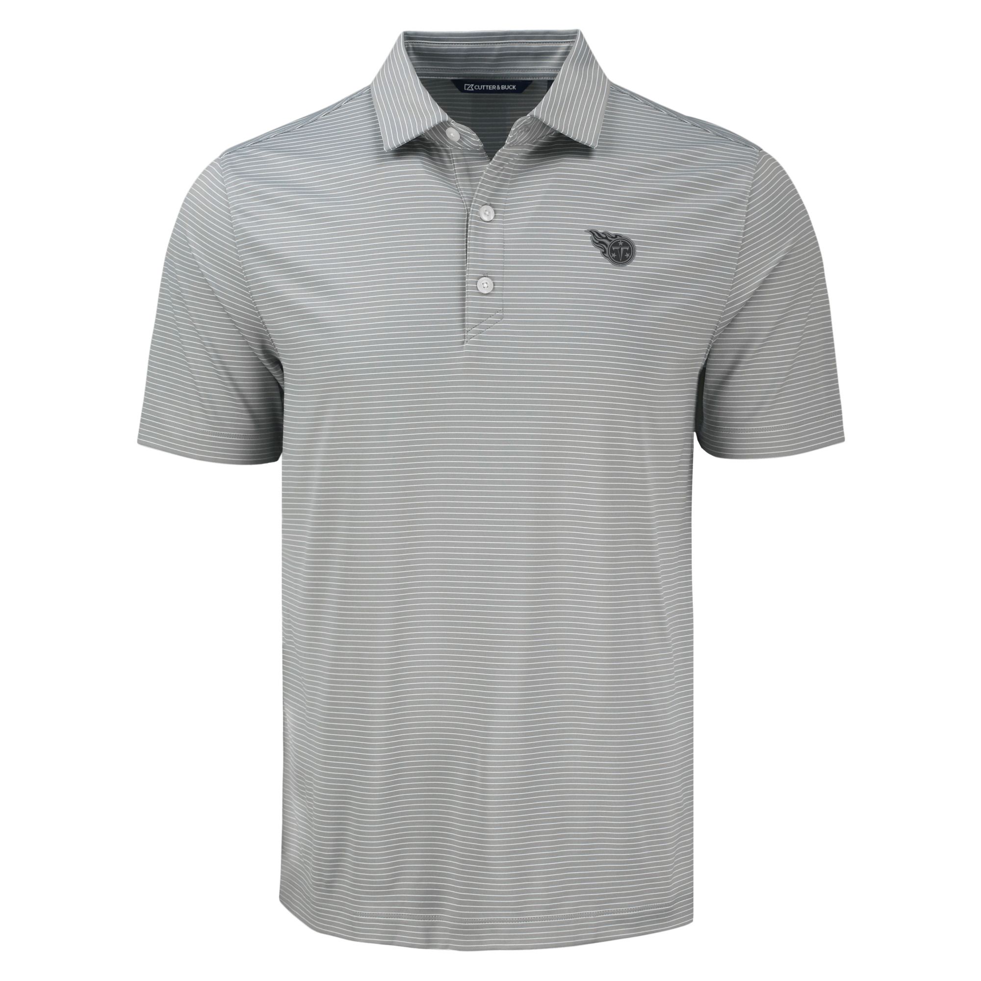 Men's Cutter & Buck Gray Tennessee Titans Forge Eco Fine Line Stripe Polo - Image 3
