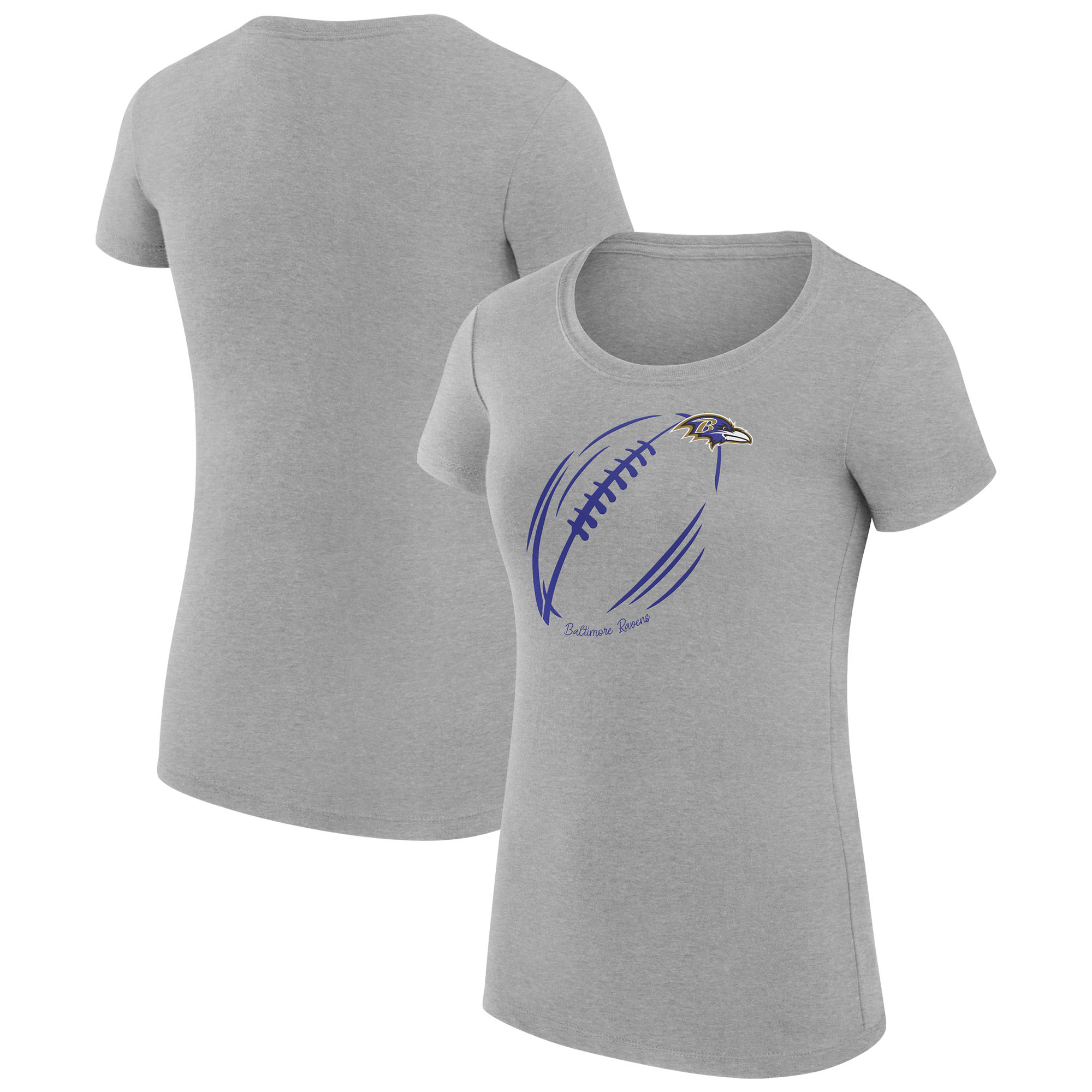 Women's G-III 4Her by Carl Banks Heather Gray Baltimore Ravens Subtle Football Fitted T-Shirt