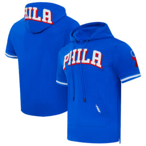 Men's Pro Standard Royal Philadelphia 76ers Classic Chenille Short Sleeve Pullover Hoodie