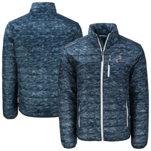 Men's Cutter & Buck  Navy Pittsburgh Pirates Rainier PrimaLoft® Eco Insulated Full-Zip Printed Puffer Jacket