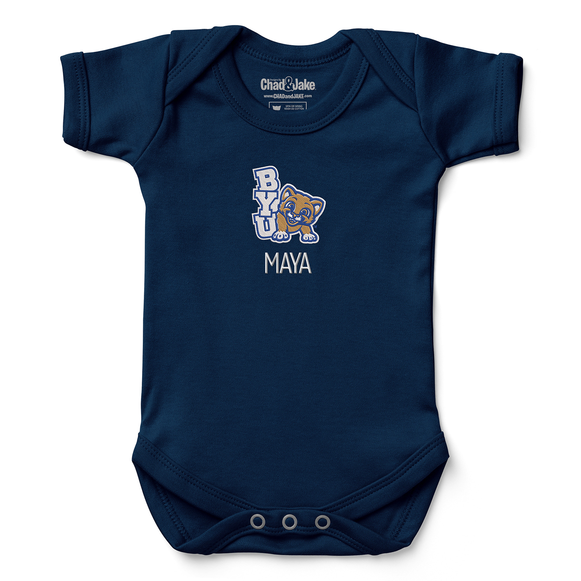 Newborn & Infant Chad & Jake Navy BYU Cougars Personalized Team Logo Bodysuit