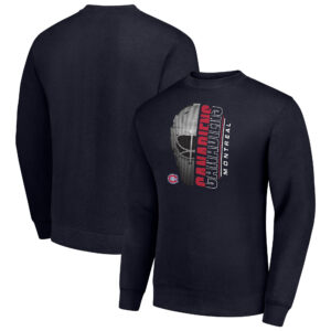 Men's Starter  Navy Montreal Canadiens Half Helmet Team Logo Pullover Sweatshirt
