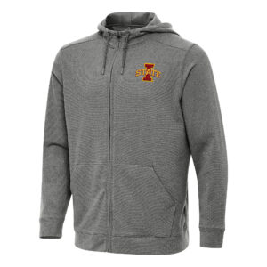 Men's Antigua Heather Charcoal Iowa State Cyclones Effortless Full-Zip Hoodie Jacket