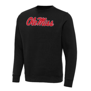 Men's Antigua Black Ole Miss Rebels Big & Tall Victory Crew Neck Pullover Sweatshirt