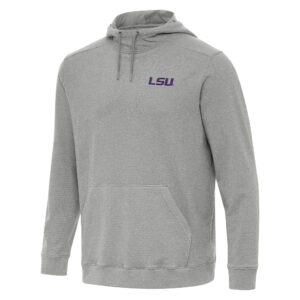 Men's Antigua Heather Gray LSU Tigers Cloud Pullover Hoodie