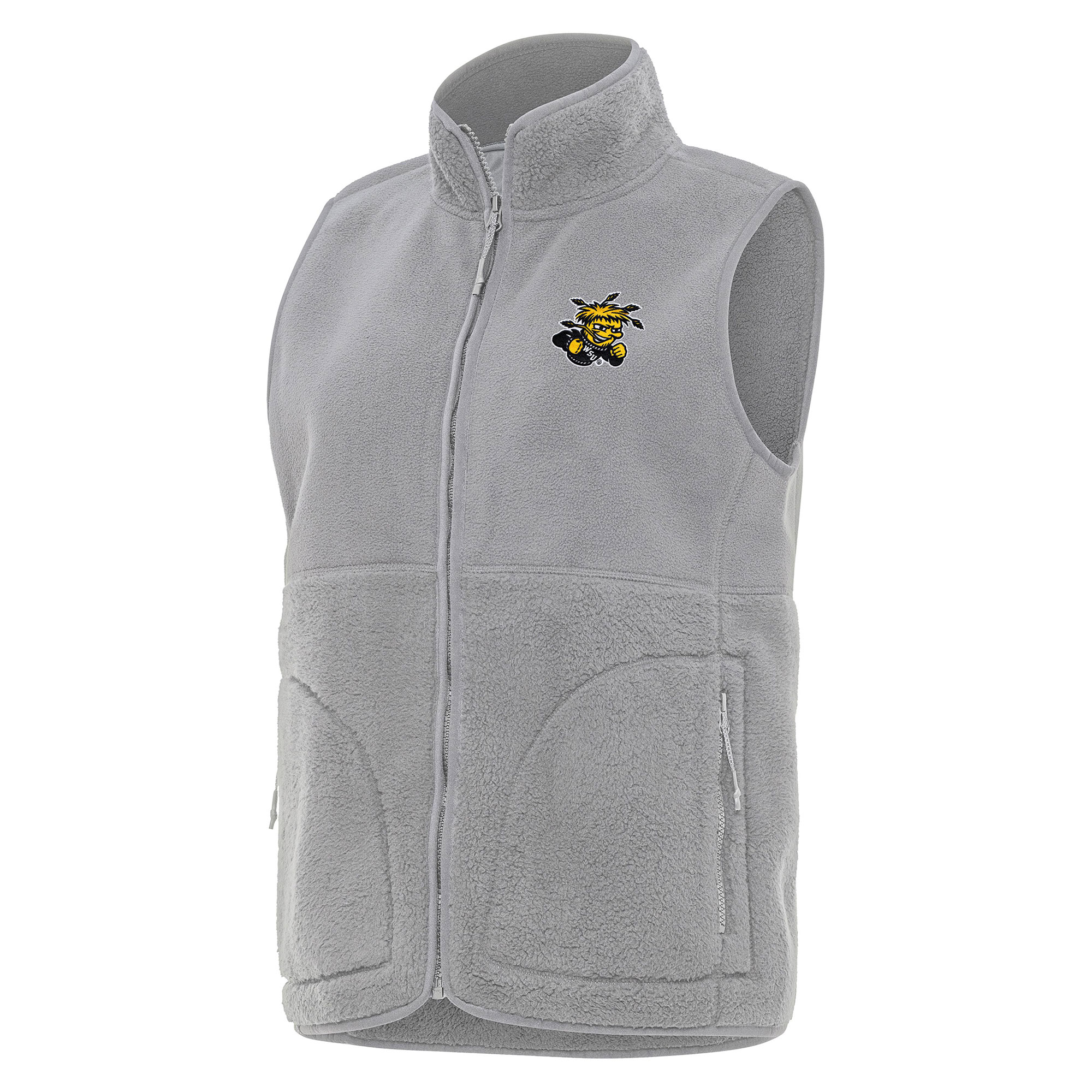 Women's Antigua Gray Wichita State Shockers Nostalgic Full-Zip Vest