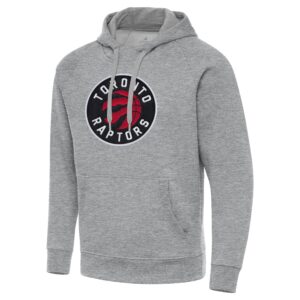 Men's Antigua Heather Gray Toronto Raptors Big & Tall Victory Raglan Pullover Hoodie