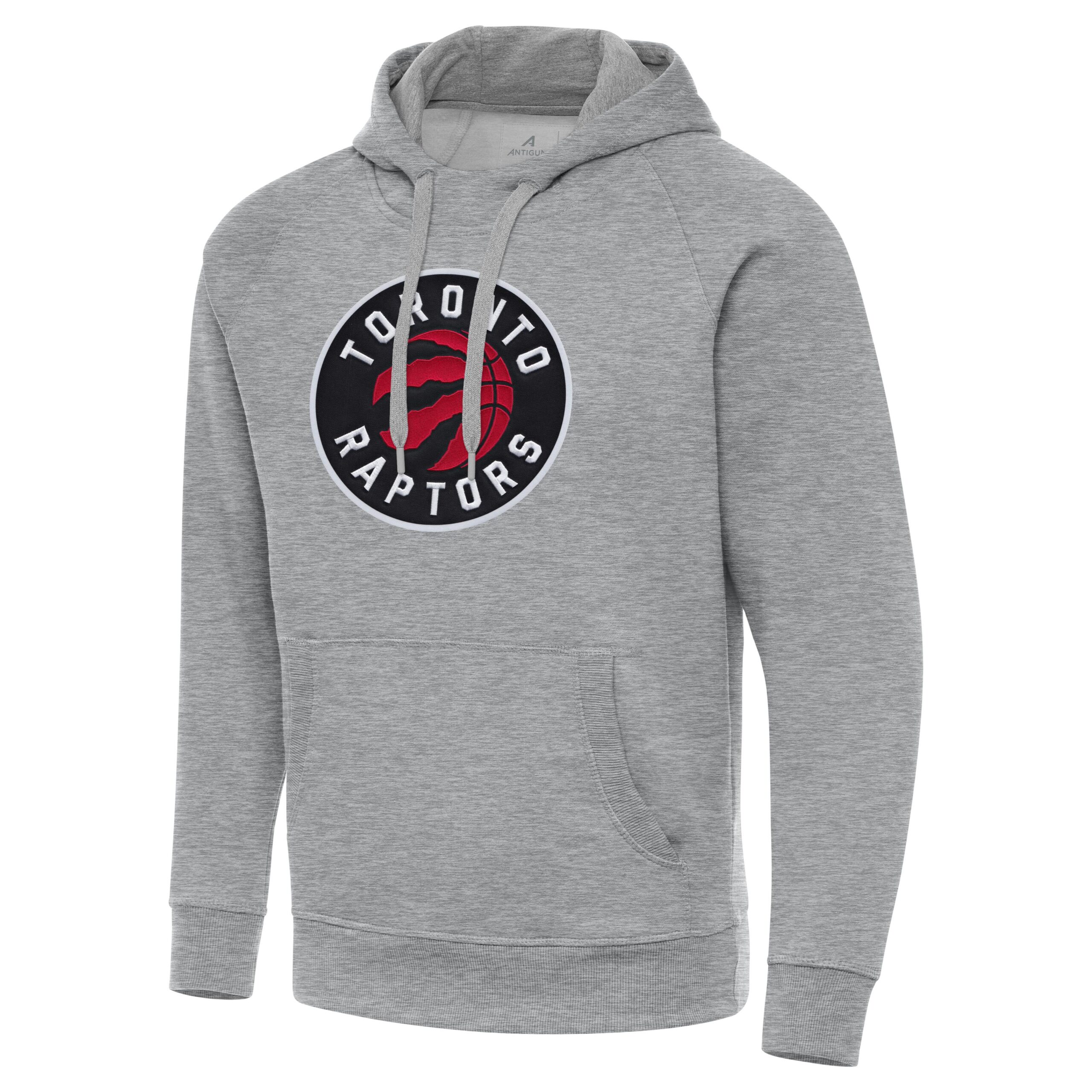 Men's Antigua Heather Gray Toronto Raptors Big & Tall Victory Raglan Pullover Hoodie