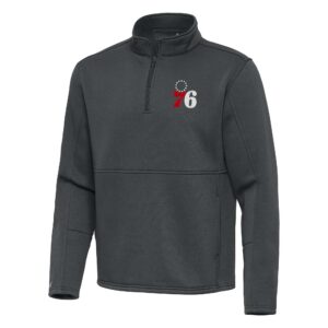 Men's Antigua Pewter Philadelphia 76ers  Twist Quarter-Zip Pullover Top