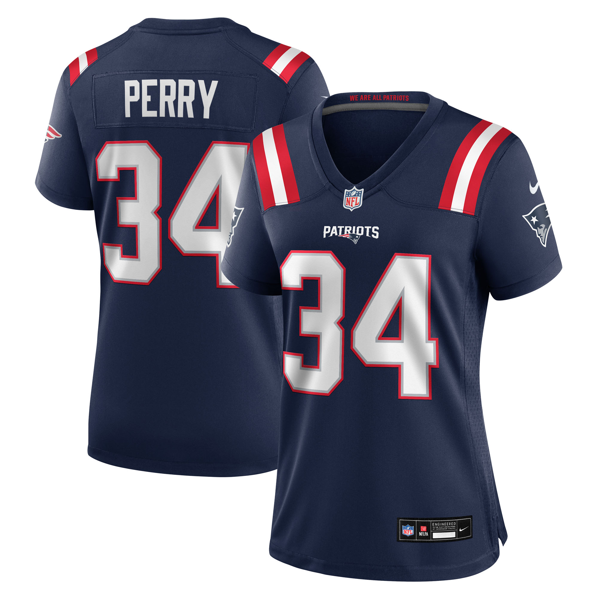 Women's Nike Mark Perry Navy New England Patriots Team Game Jersey