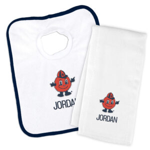 White Chad & Jake Syracuse Orange NCAA Personalized Bib and Burp Cloth Set