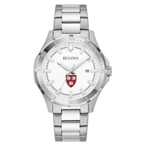 Men's Bulova Silver Harvard Crimson Stainless Steel Classic Sport Watch