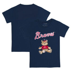 Toddler Tiny Turnip Navy Atlanta Braves Teddy Boy T-Shirt