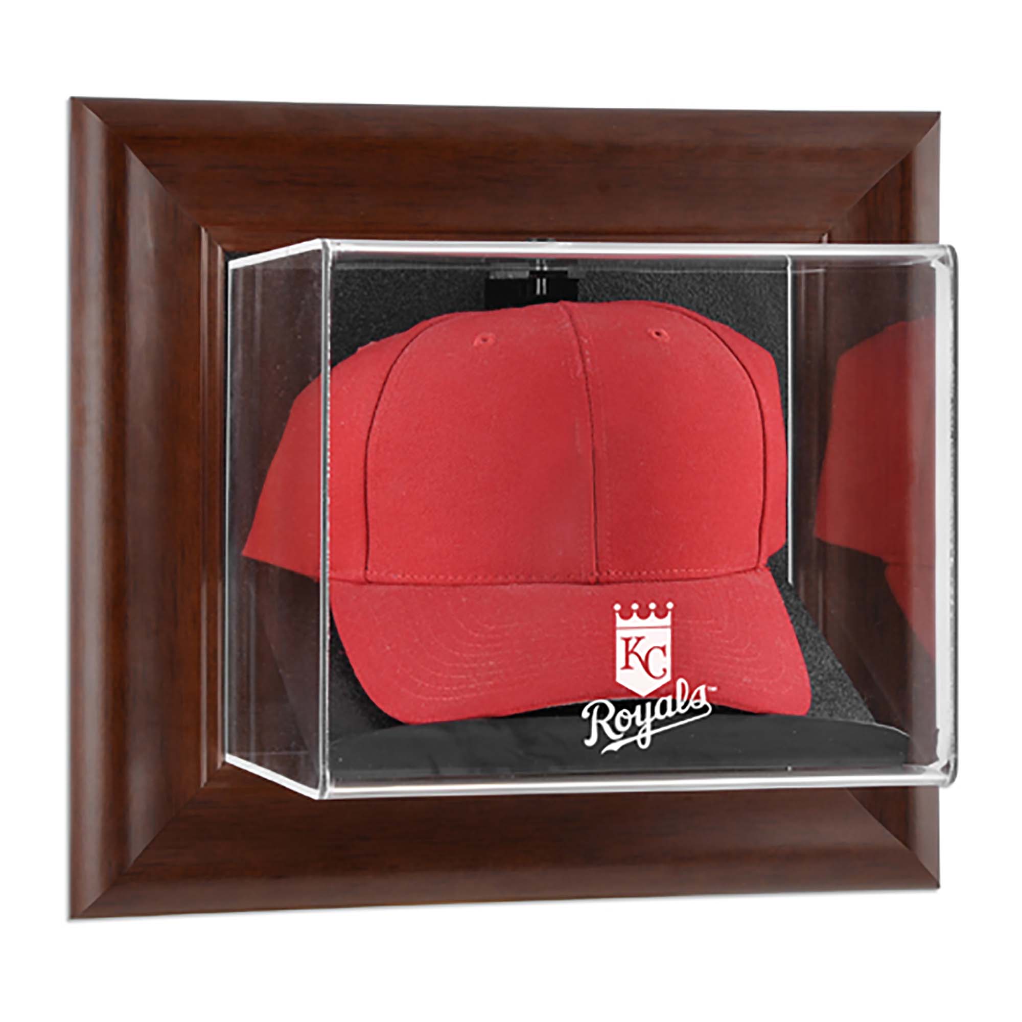 Kansas City Royals Brown Framed Wall-Mounted Logo Cap Case