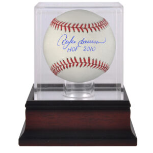 Andre Dawson Chicago Cubs Autographed Baseball with "HOF 2010" Inscription and Mahogany Baseball Display Case